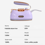 1200W Handheld Steam Iron Electric Garment Steamer Hanging Machine Portable Foldable Clothes Ironing Machine Home Travel 220V Jennynailart