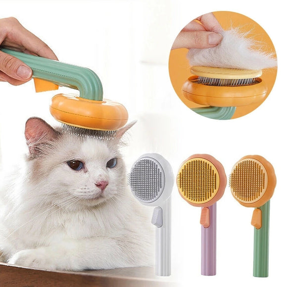 Pumpkin Cat Brush Comb For Pet Grooming Removes Loose Underlayers Tangled Hair Remover Brush Pet Hair Shedding Self Cleaning Jennyshome