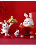 2023 Cute Rabbit Bunny Figurines 12 Zodiac Statues Phone Holder Storage Tray Ornaments New Year Home Decoration Jennyshome