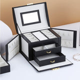 Jewelry Box Large Capacity Leather Storage Jewelry Case-Jennyhome