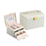 Jewelry Box Large Capacity Leather Storage Jewelry Case-Jennyhome