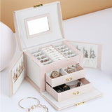 Jewelry Box Large Capacity Leather Storage Jewelry Case-Jennyhome