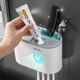 Toothbrush Holder Automatic Toothpaste Dispenser Wall Mount-Jennyhome