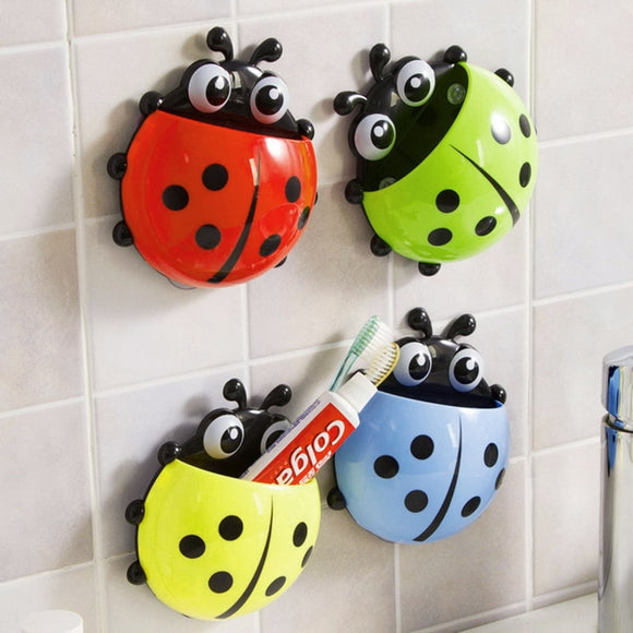 Bathroom Toothbrush Holder Ladybug Toothpaste Wall Mount-Jennyhome