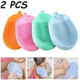 2Pcs Silicone Massage Bath Brush with Hook Soft Exfoliating Gloves-Jennyhome