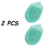 2Pcs Silicone Massage Bath Brush with Hook Soft Exfoliating Gloves-Jennyhome