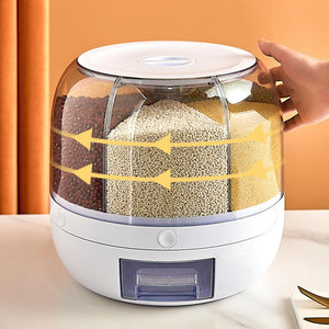 6-Grid Rotatory Grain Bucket Container - Jennyhome Jennyhome